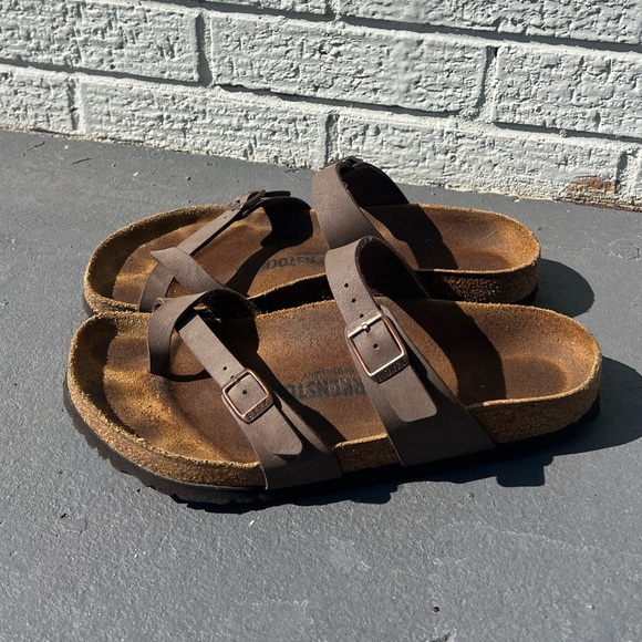 Birkenstock Mayari Sandals Brown Birko-Flor With Toe Strap Women’s 9-9.5 Size 40 - Picture 3 of 8